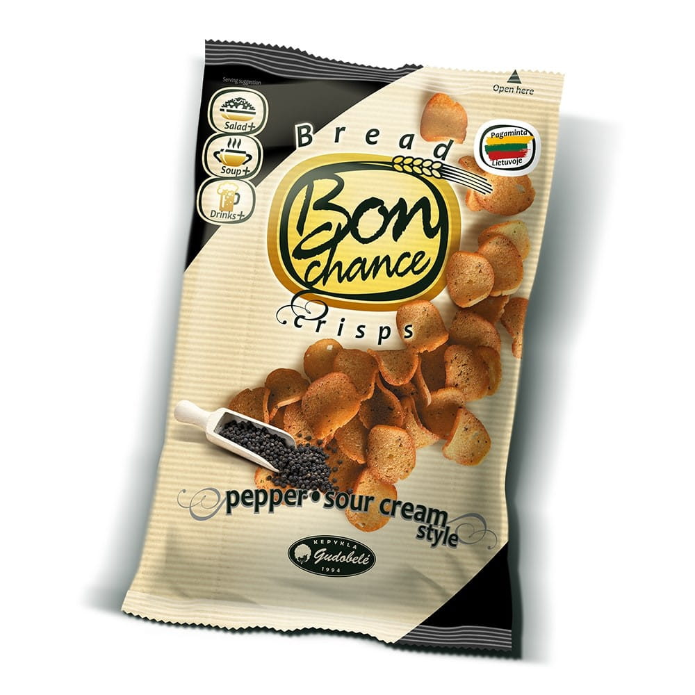 Chips de pain à la crème au poivre noir 120 g