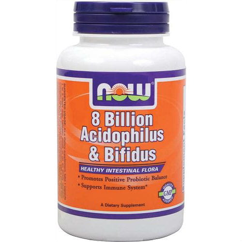 8 milliards Acidophilus & bifidus 8 milliards de bactéries Probiotique 60 gélules NOW FOODS