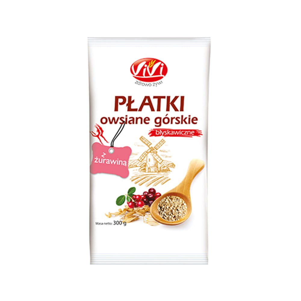 Flocons d'avoine de montagne aux canneberges instantanés 300 g VIVI