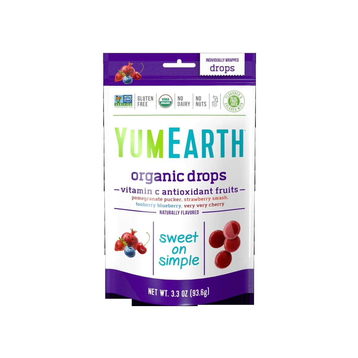 Bonbons aux fruits à la vitamine C fraise cerise baie 93 g