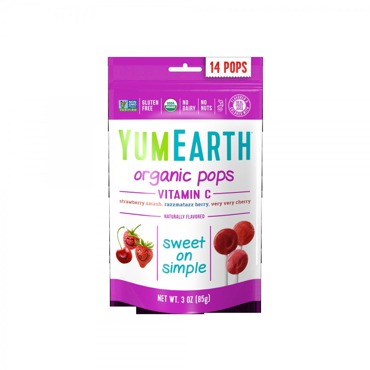 Sucettes aux fruits à la vitamine C cerise fraise BIO 85 g