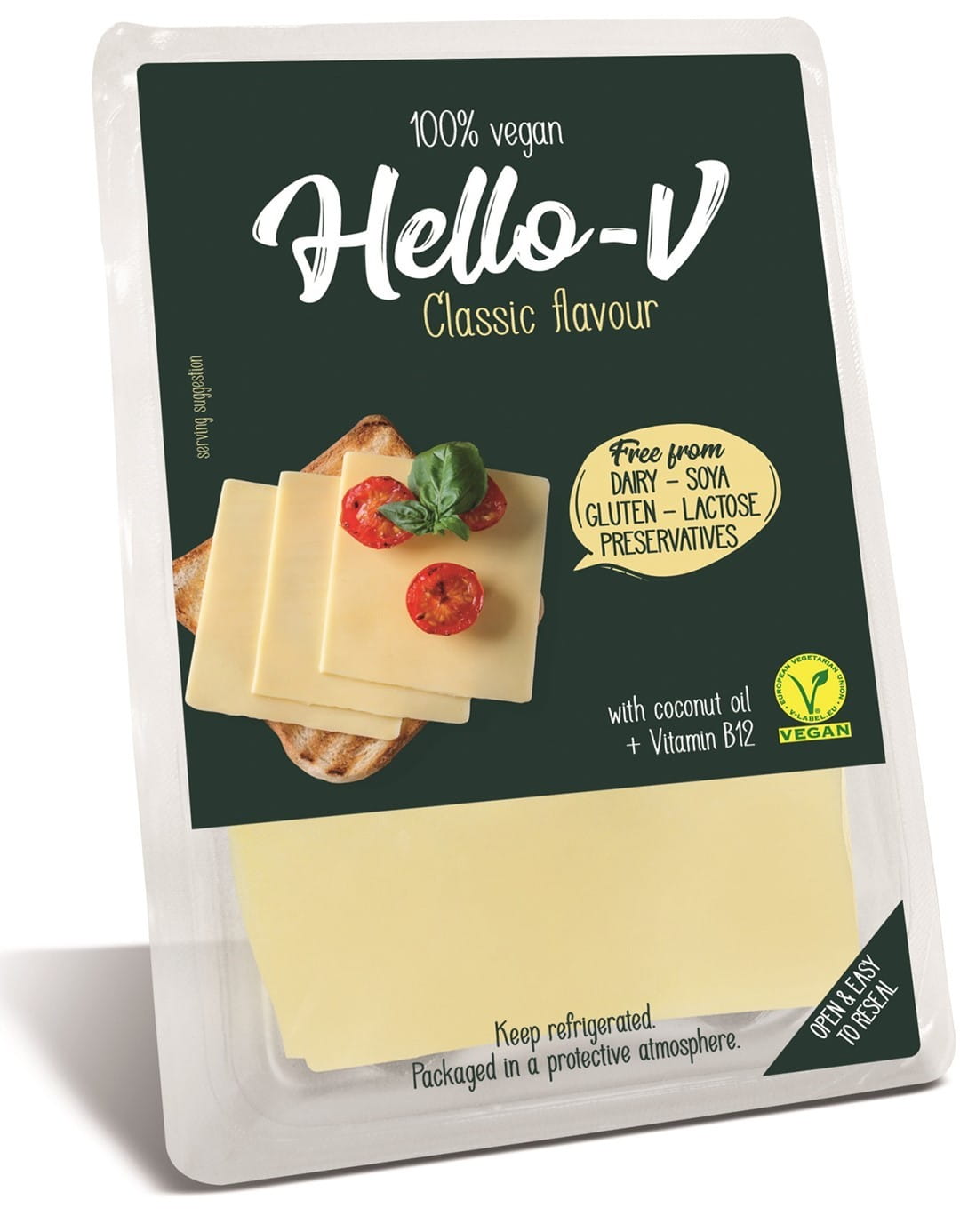 Une alternative végétale au fromage, tranches 140 g HELLO - V