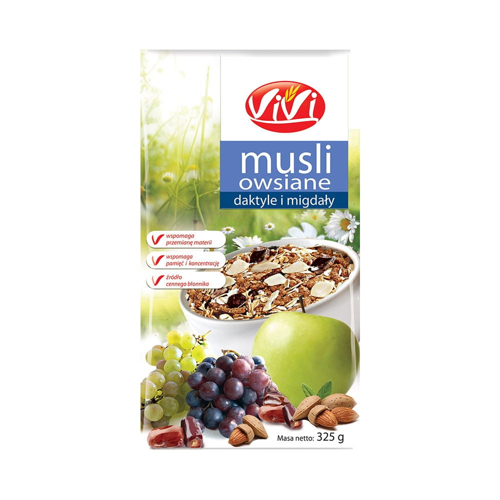Muesli d'avoine aux dattes et aux amandes 350 g VIVI