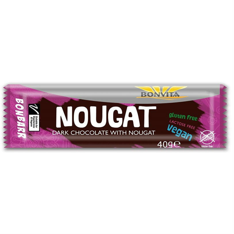 Barre nougat sans gluten sans lactose BIO 40 g - BONVITA
