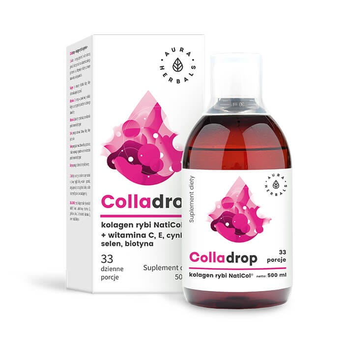 Colladrop liquide 500ml - collagène de poisson naticol + Vitamine CE sélénium zinc biotine AURA HERBALS