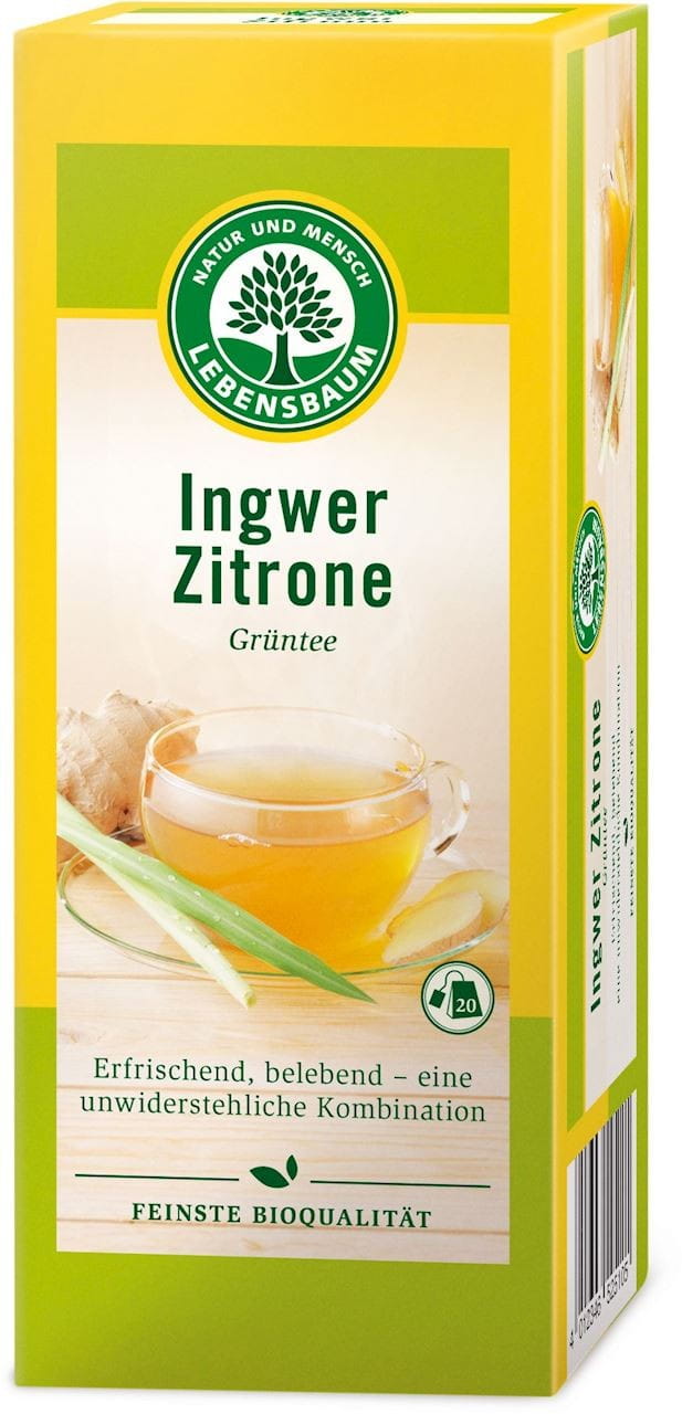 Thé vert, gingembre - citron en infusettes BIO (20 x 2 g) - LEBENSBAUM