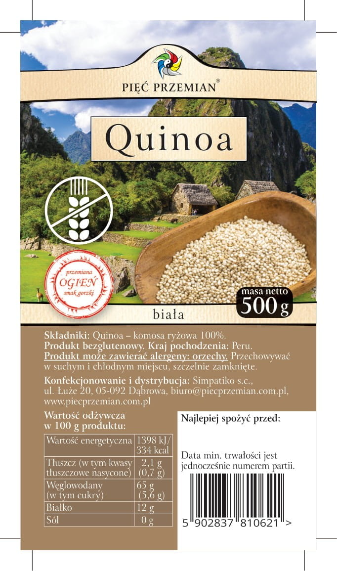 Quinoa blanc - quinoa 500g CINQ CHANGEMENTS