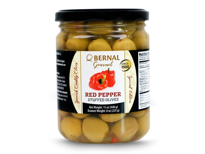 Olives gourmandes au poivron rouge 225g - BERNAL
