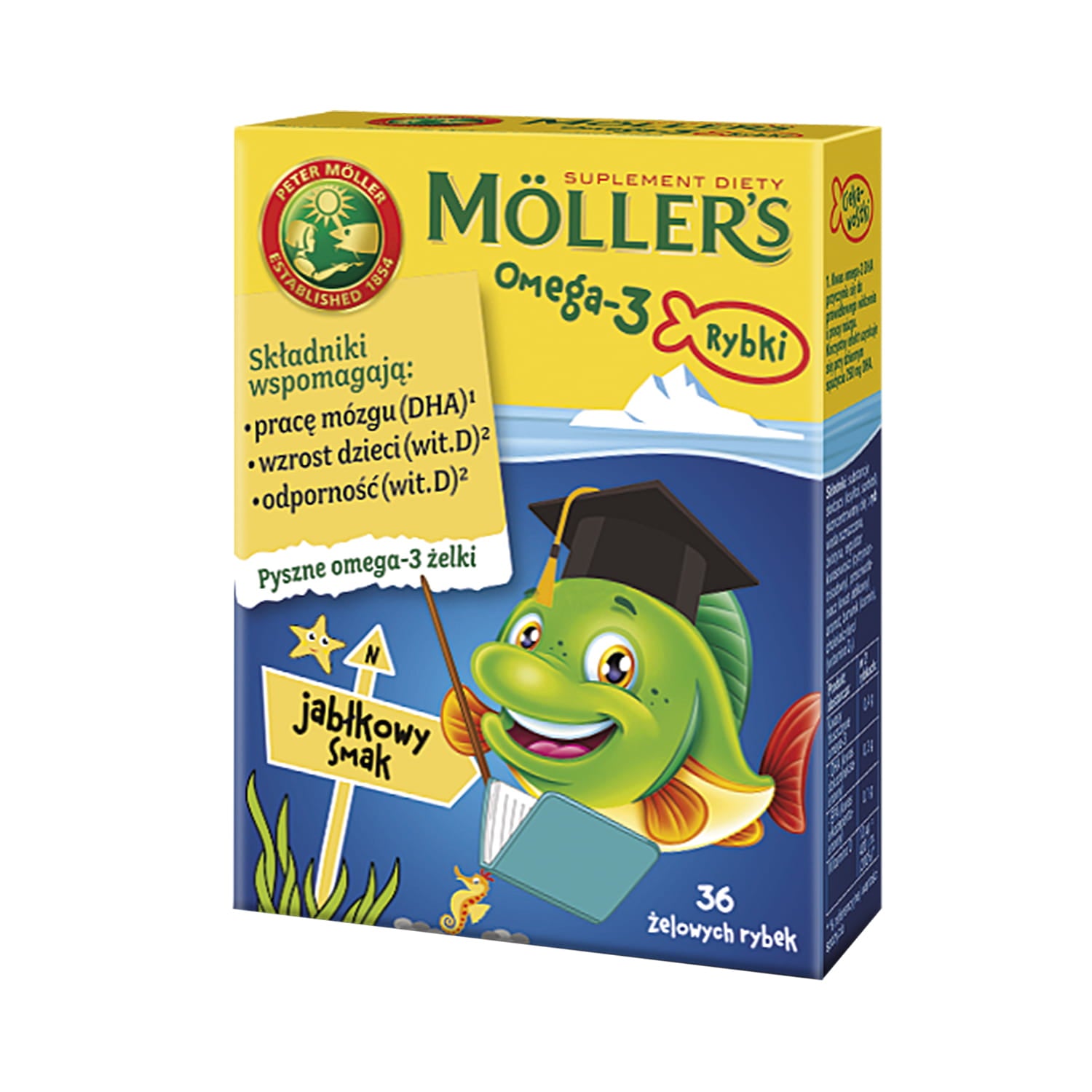 Oméga - 3 pomme poisson 36 pièces MOLLER'S MOLLERS