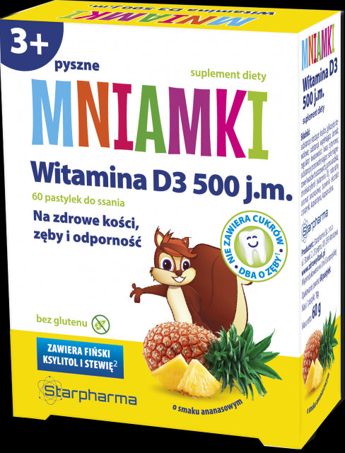 Mniamki vitamine D3 500 UI 60 pastilles au goût ananas STARPHARMA