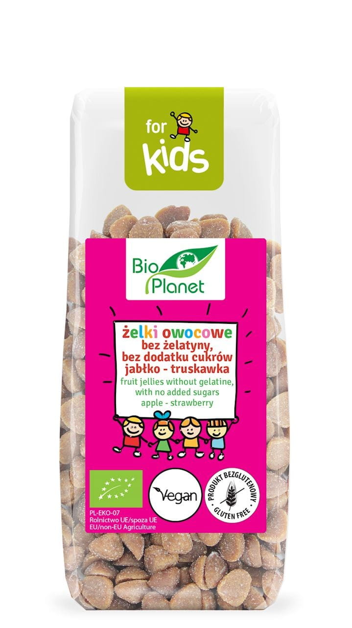 Pâtes de fruits sans gélatine sans sucre ajouté pomme - fraise sans gluten BIO 100 g - BIO PLANET