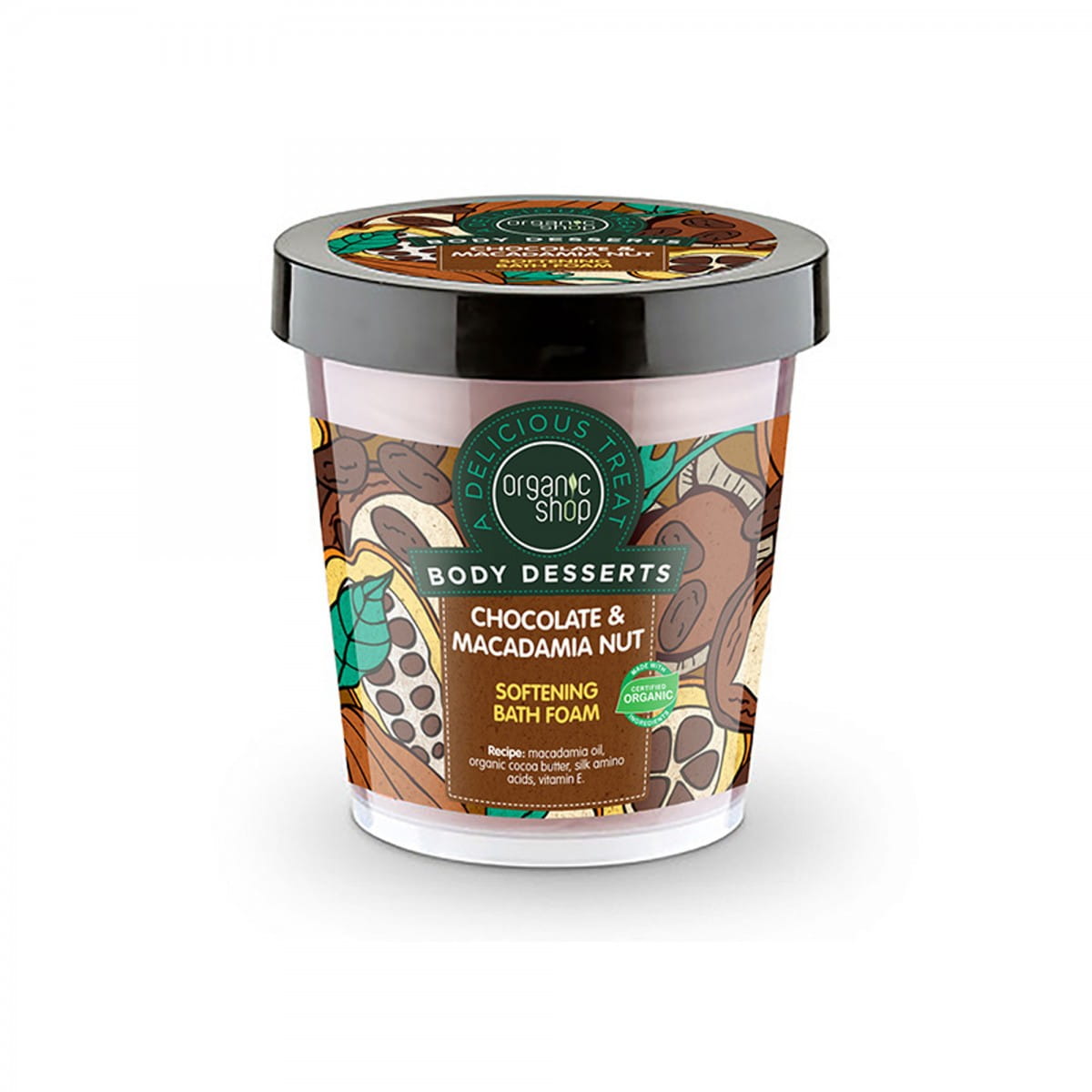 Bain moussant adoucissant chocolat et macadamia 450 ml