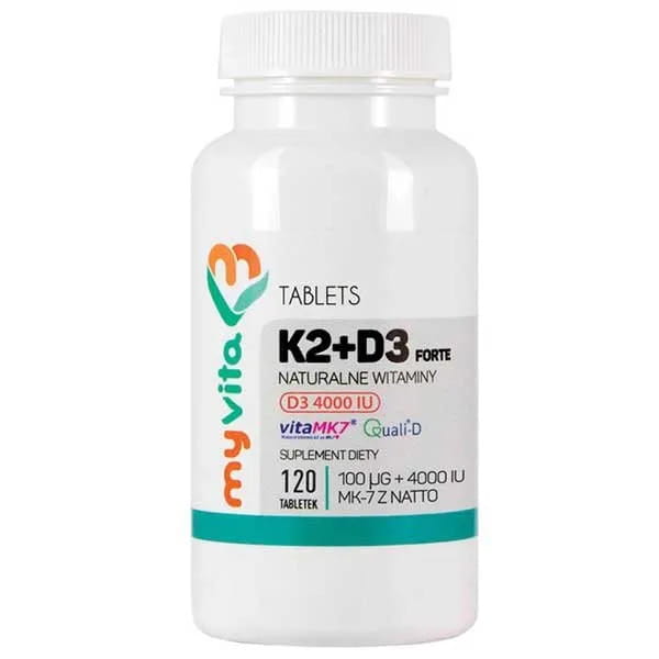 Vitamine K2 + D3 FORTE D - 3 4000iu et K2 100 µg 250 comprimés MYVITA