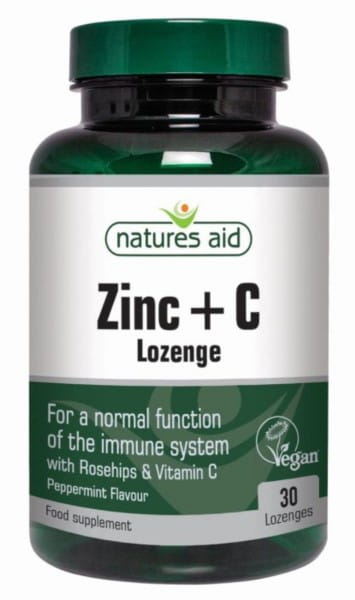 Zinc avec vitamine C pour sucer 30 comprimés. AIDE NATURELLE