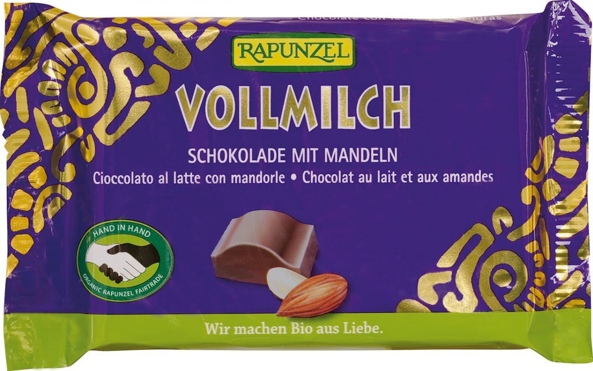 Chocolat au lait aux amandes BIO 100 g - RAIPONCE