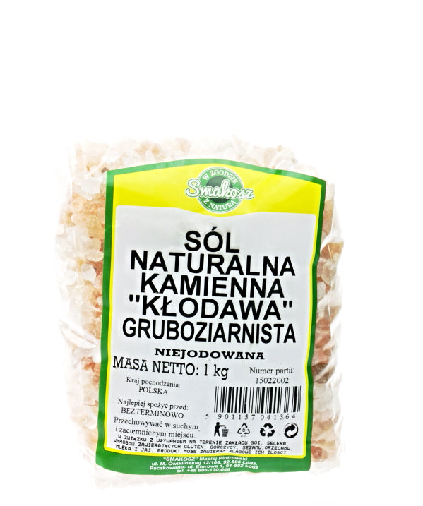 Sel gemme naturel de Kłodawa, rose, à gros grains, non iodé 1kg DELICIOUS