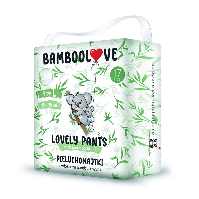 Culotte à couches avec fibre de bambou, taille L 9 - 14 kg (17 pièces) - BAMBOOLOVE