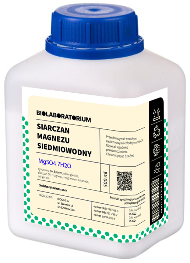Sel d'Epsom amer sulfate de magnésium heptahydraté 500g BIOLABORATOIRE