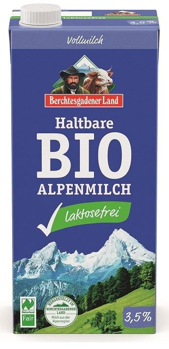 LAIT UHT À FAIBLE TENEUR EN LACTOSE (min.3,5% MG) BIO 1 L - BERCHTESGADENER LAND