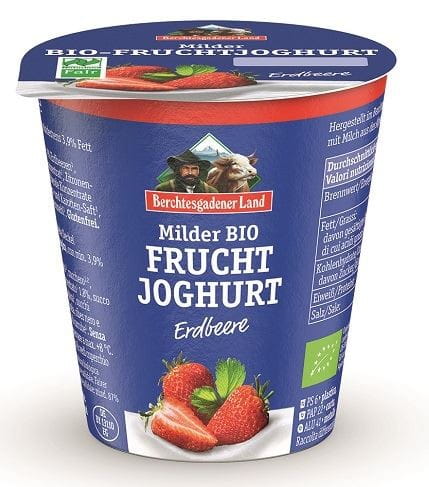 YAOURT AUX FRAISES (3,9% DE MIGRES DANS LE LAIT) SANS GLUTEN BIO 150 g - BERCHTESGADENER LAND