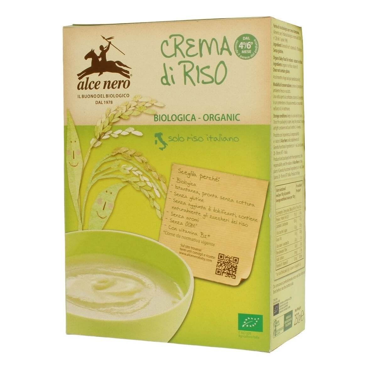 4 mc bouillie de riz sans gluten avec vitamine B1 BIO 250 g - ALCE NERO