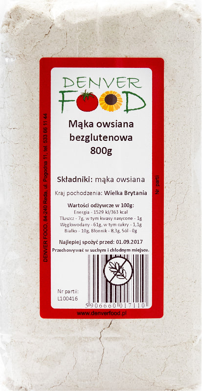 Farine d'avoine sans gluten 800g DENVER FOOD