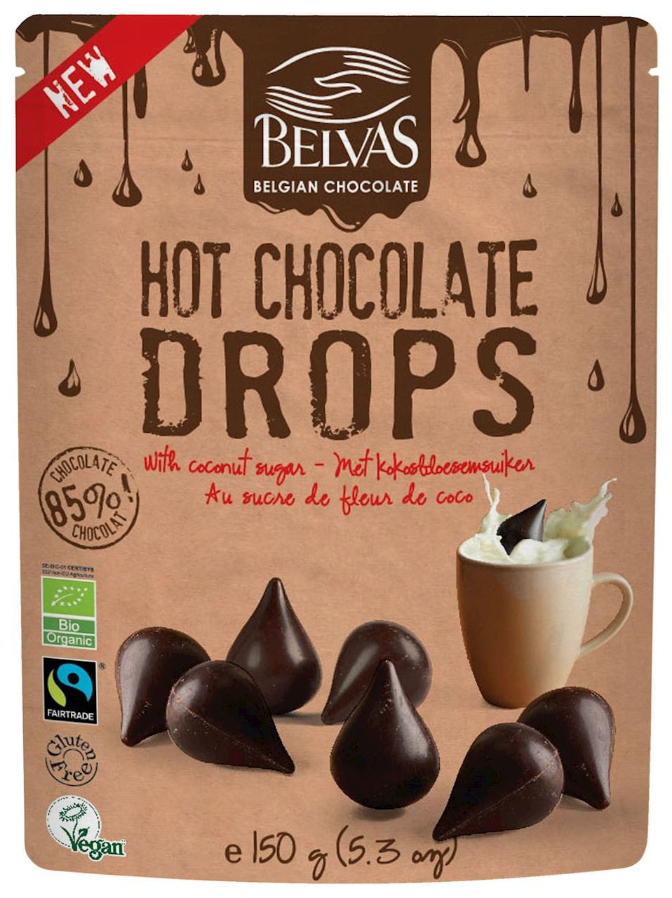 Dropsy chocolats noirs pour lait sans gluten BIO 150 g - BELVAS