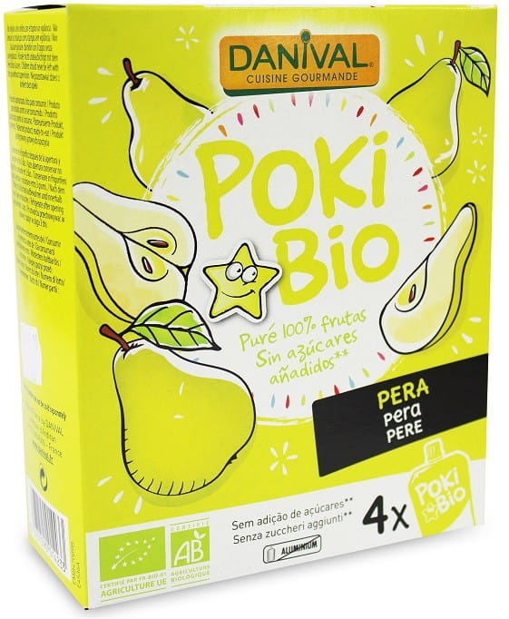 Purée de poire 100% fruit sans sucre ajouté BIO 4x90 g - DANIVAL