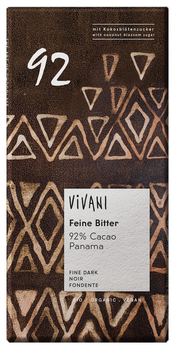 Chocolat amer 92% cacao BIO 80 g - VIVANI