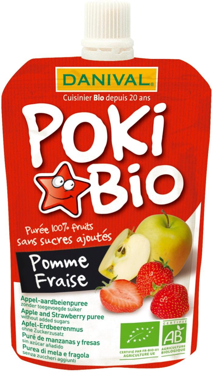 Purée pomme et fraise 100% fruits sans sucre ajouté BIO 90 g - DANIVAL