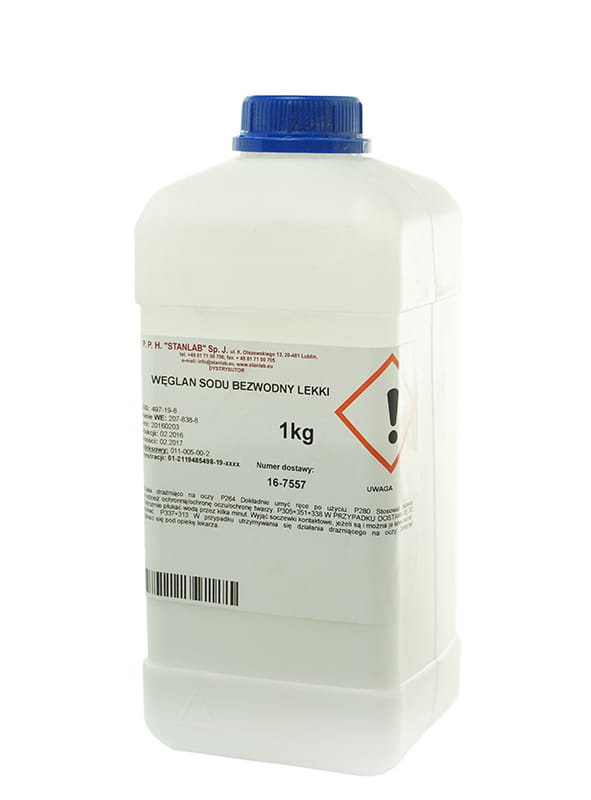 Soude calcinée, carbonate de sodium, léger anhydre 1kg STANLAB