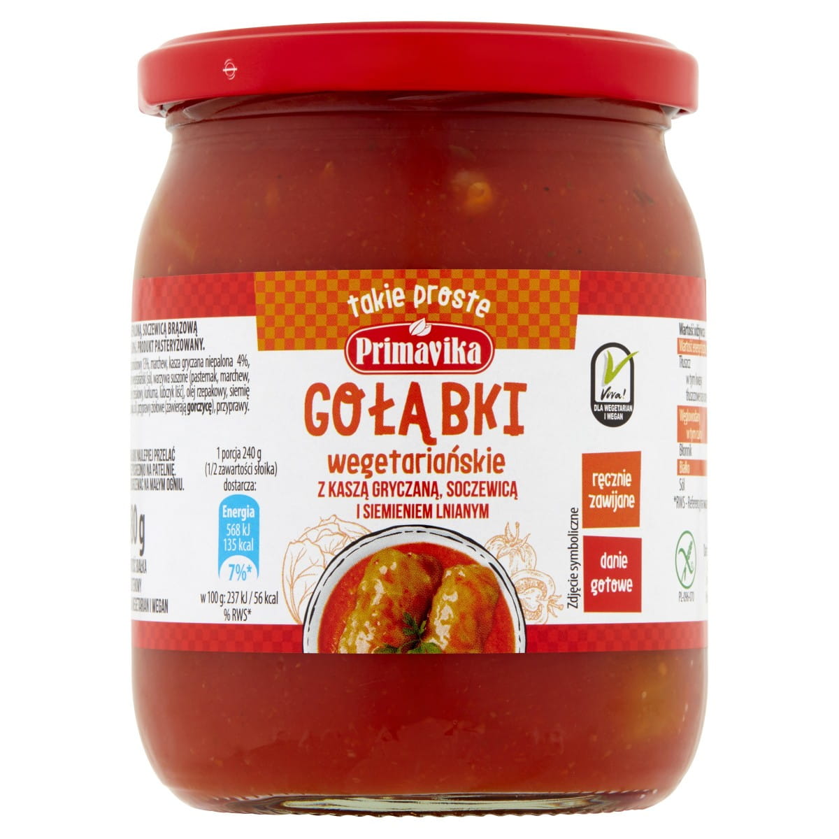 Rouleaux de chou végétariens au sarrasin, lentilles et graines de lin, sans gluten 480 g - PRIMAVIKA