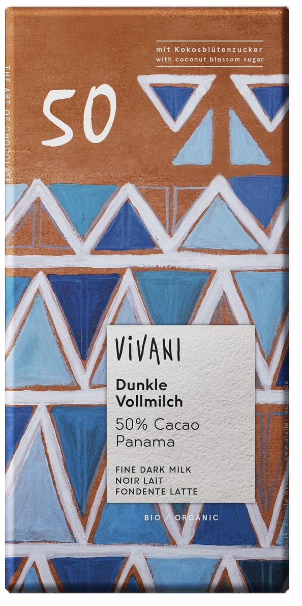 Chocolat au lait amer 50% cacao BIO 80 g - VIVANI