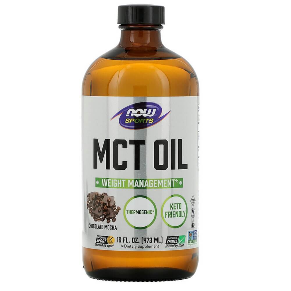 Triglycérides d'huile MCT d'acides gras à chaîne moyenne saveur chocolat moka 473 ml NOW FOODS NOW SPORTS