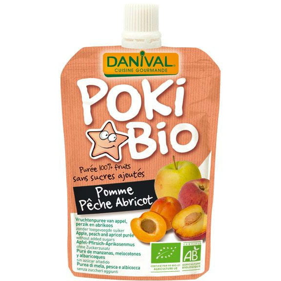 Purée pomme - pêche - abricot 100% fruit sans sucre ajouté BIO 90 g - DANIVAL