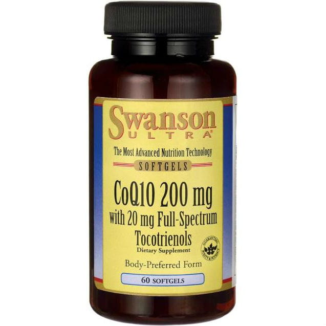 Coenzyme Q10 200mg avec tocotriénols 20mg COQ10 200mg avec 20mg tocotriénols 60 gélules SWANSON