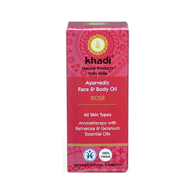 Huile ayurvédique visage et corps à la rose 10ml KHADI
