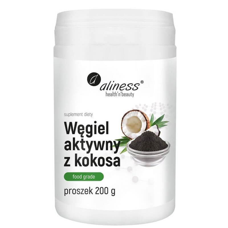 Poudre de charbon actif de noix de coco de qualité alimentaire 300 MG 200 g ALINESS