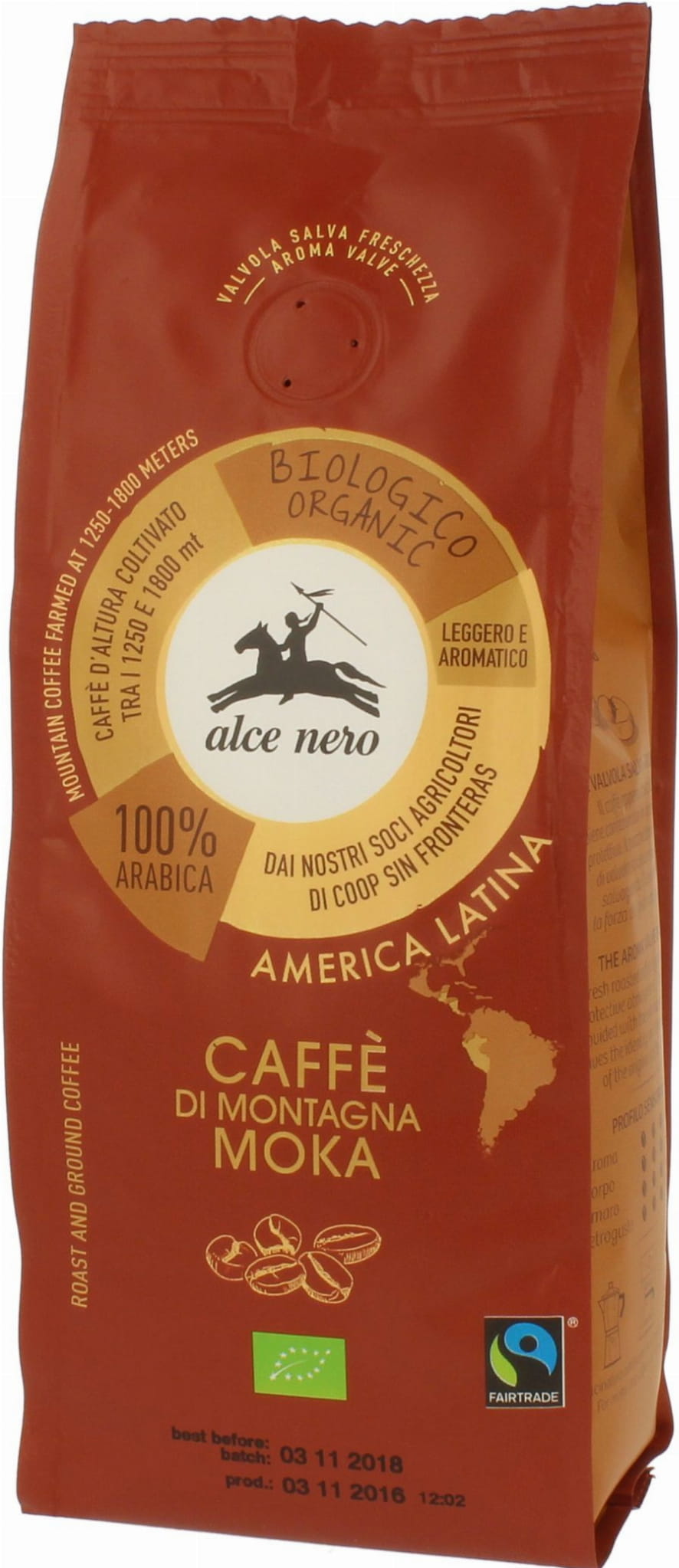 Café équitable 100% arabica moka BIO 250 g - ALCE NERO