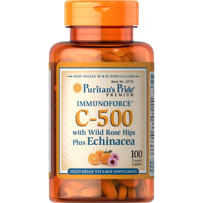 Vitamine super C - 500 à l'églantier et à l'échinacée 100 comprimés PURITAN'S PRIDE