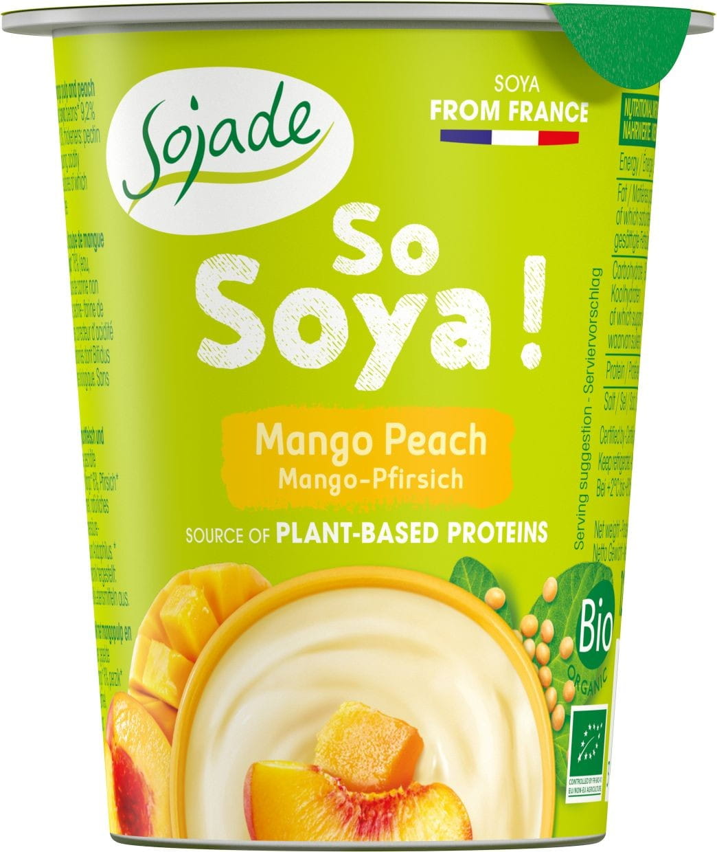Produit à base de soja mangue/pêche sans gluten BIO 125g - SOJADE