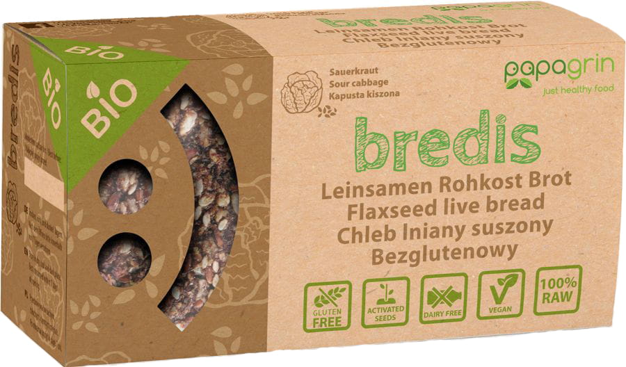 Pain de lin séché à la choucroute sans gluten BIO 70 g - PAPAGRIN
