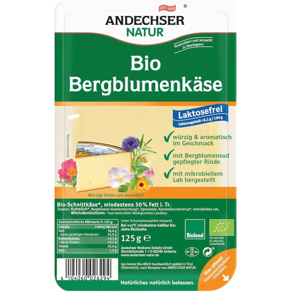 Fromage Bergblumenkaese en tranches 50% BIO 125 g ANDECHSER NATUR