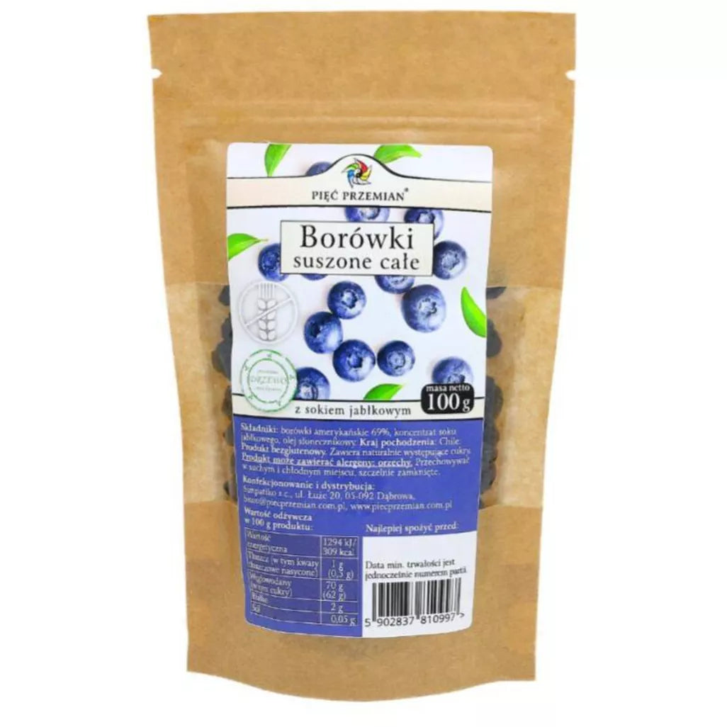 Dried Whole Blueberries in Apple Juice 100g FIVE CHANGES
