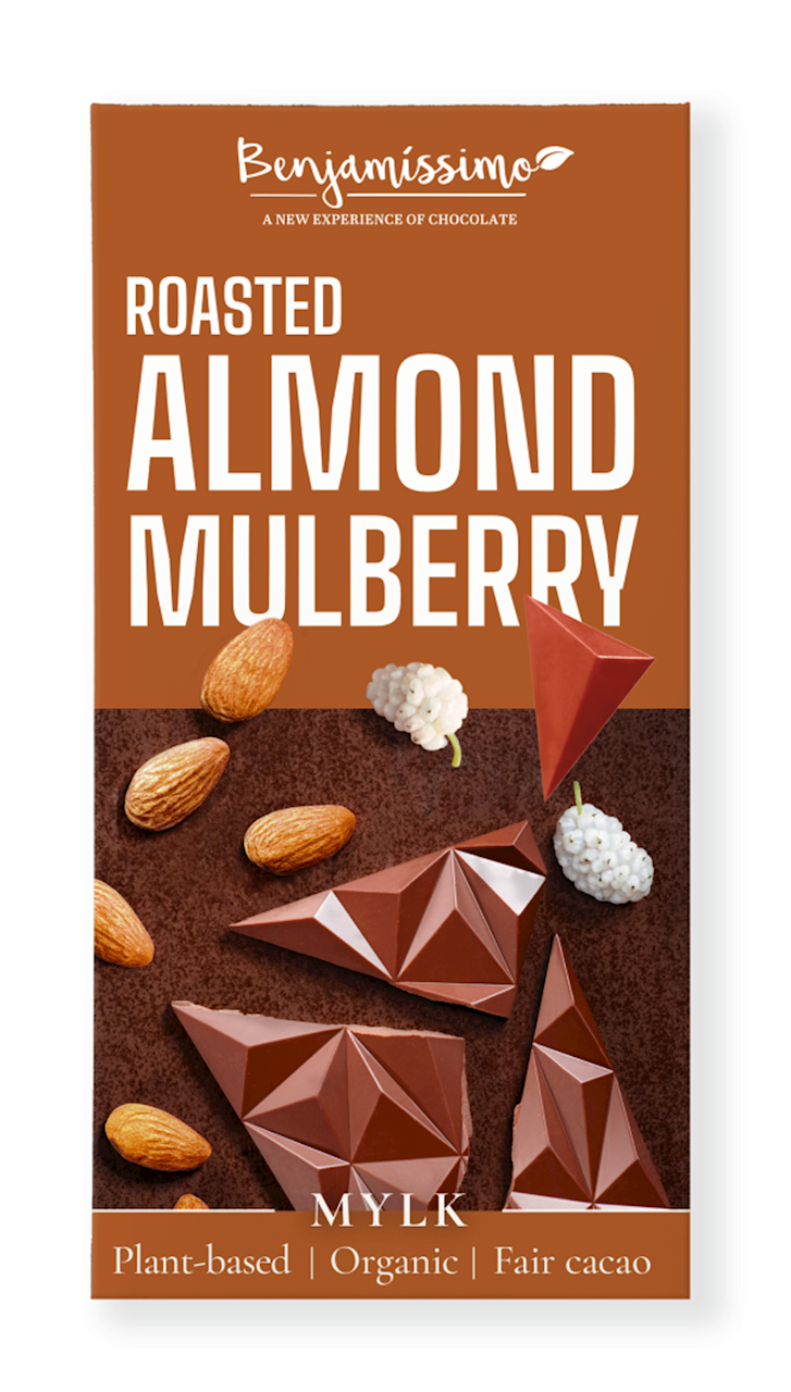 CHOCOLAT AUX AMANDES - MÛRE SANS GLUTEN BIO 60 g - BENJAMISSIMO DDM: 10-2026