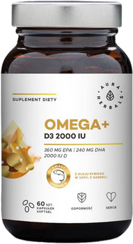 欧米茄 + 维生素D3 2000国际单位 60粒软胶囊 AURA HERBALS