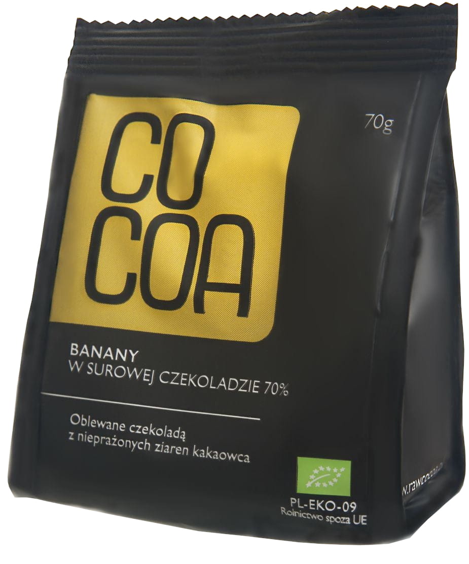 BANANES ENROBÉES DE CHOCOLAT NOIR BIO 70 g - COCOA DDM: 10-2026