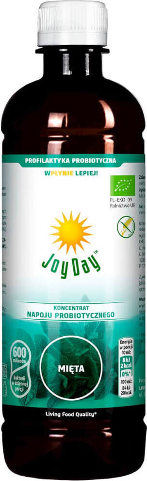 CONCENTRÉ DE BOISSON PROBIOTIQUE À LA MENTHE BIO 500 ml - JOY DAY DDM: 10-2026