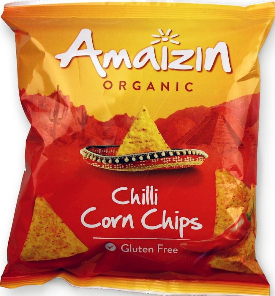 CHIPS DE MAÏS AU CHILI SANS GLUTEN BIO 75 g - AMAIZIN DDM: 09-2026