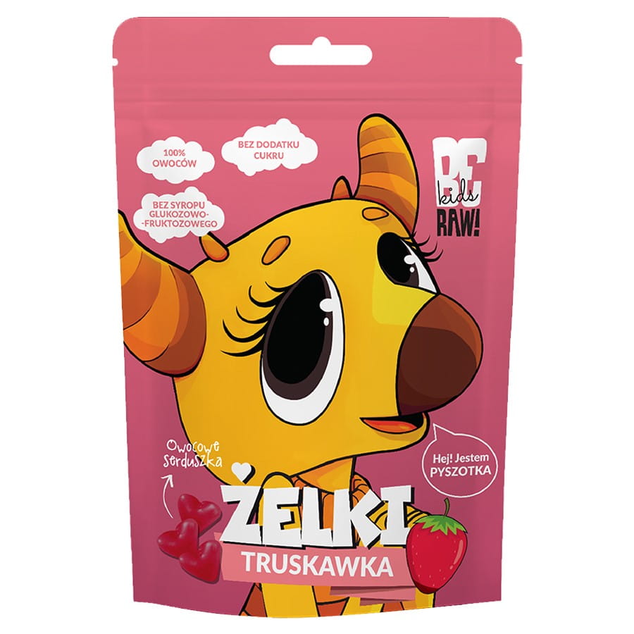 Bonbons gélifiés à la fraise BeRAW Kids, 35 g DDM: 10-2026